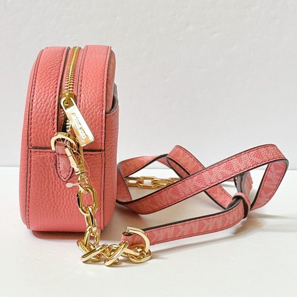 Michael Kors Jet Set Glam Small MINI Oval Camera Crossbody Bag MK Tea Rose - Picture 6 of 13